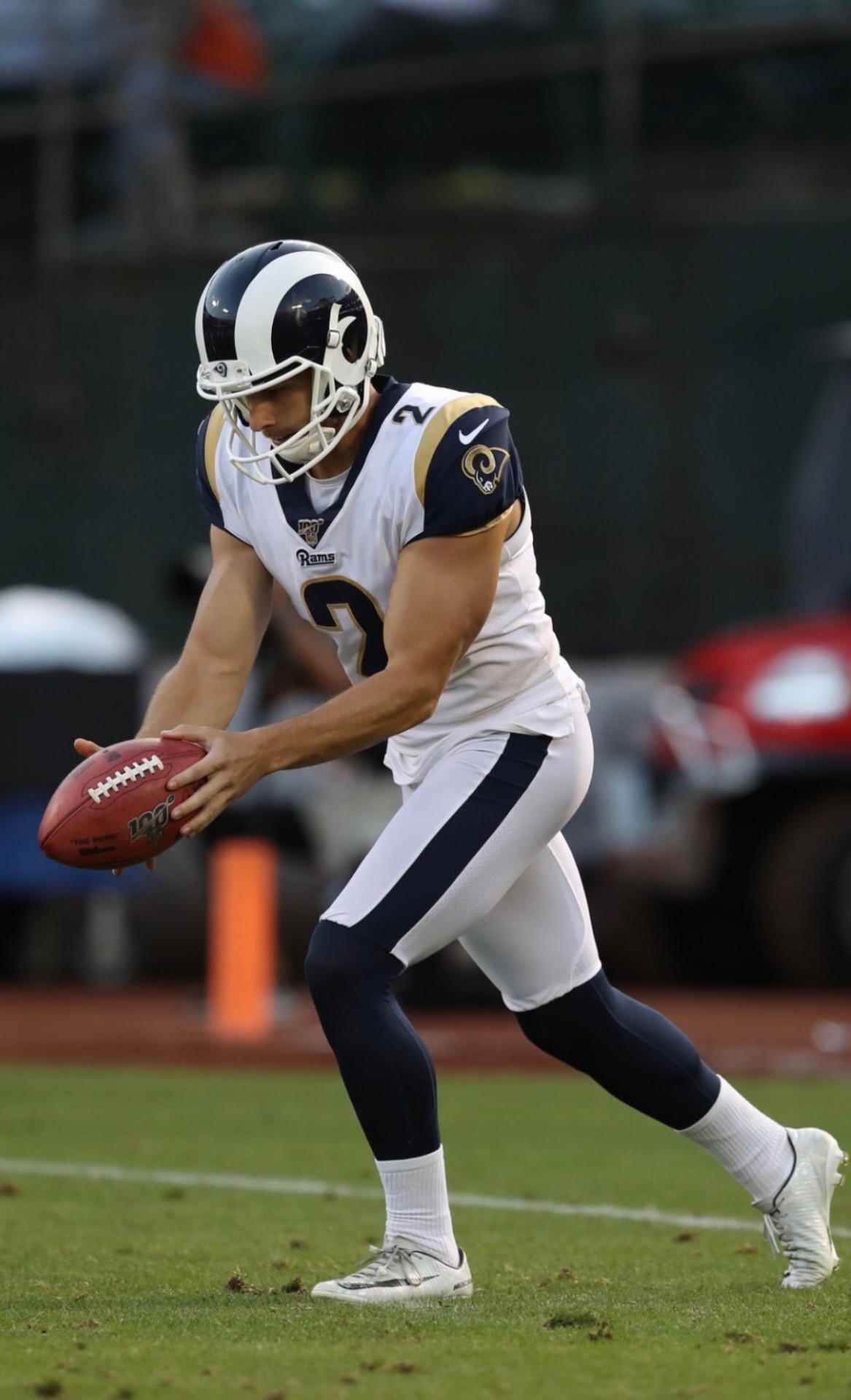 Brock Miller following through on a punt